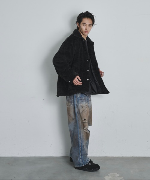 BLANK HOTEL(ブランクホテル)の「Fleece Chore Coat / フリースチョアコート(カバーオール・メンズ・ブラウン/マルチ/ブラック・M/L)」の10枚目の写真