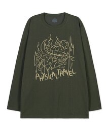 フィジカルトラベルオーバーサイズロングスリーブTシャツ_カーキ