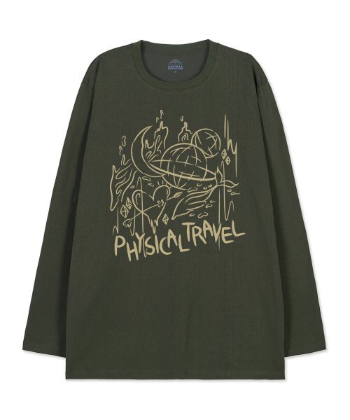 ASTRAL PROJECTION(アストラルプロジェクション)の「フィジカルトラベルオーバーサイズロングスリーブTシャツ_カーキ(Tシャツ/カットソー・メンズ・その他・X-LARGE/XX-LARGE/LARGE/MEDIUM)」の1枚目の写真