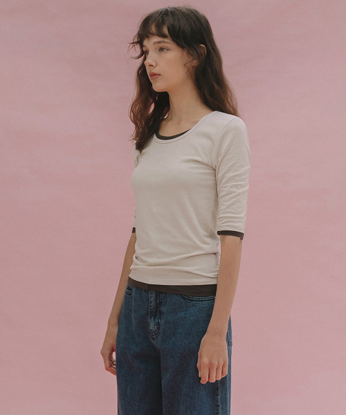 ANDNEEDS(アンドニーズ)の「Bien 3/4 sleeve tee (beige)(Tシャツ/カットソー・レディース・その他・FREE)」の2枚目の写真