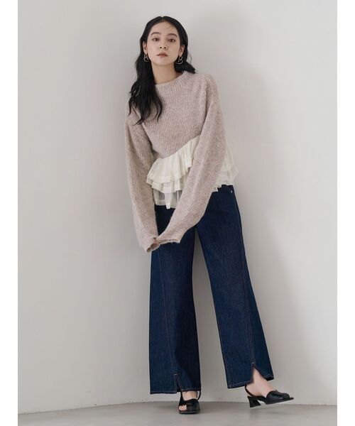 LAGUNAMOON(ラグナムーン)の「ワイドフレアデニムパンツ(デニムパンツ・レディース・インディゴブルー/ライトブルー・MEDIUM/SMALL)」の12枚目の写真