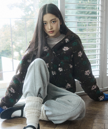 W PATTERN FLEECE JACKET [DEEP BROWN]