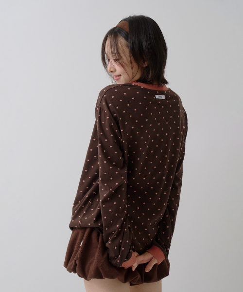 SAYUU（サユ）の「ドットリングルーズフィット長袖Tシャツブラウン（Tシャツ/カットソー・レディース・その他・FREE）」の2枚目の写真
