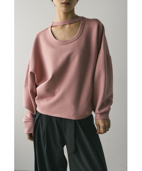 STYLEMIXER（スタイルミキサー）の「バックオープンカットトップ（スウェット・レディース・ホワイト/ピンク/ネイビー・FREE）」の3枚目の写真