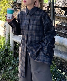 【セットアップで着られる!】シャギーチェックBIGシャツ