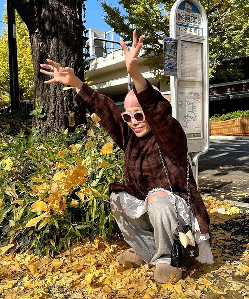 Alley Tokyo(アリートーキョー)の「【セットアップで着られる!】シャギーチェックBIGシャツ(シャツ/ブラウス・レディース・ブルー/レッド・FREE)」の5枚目の写真