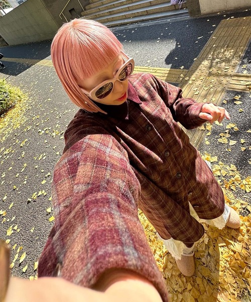 Alley Tokyo(アリートーキョー)の「【セットアップで着られる!】シャギーチェックBIGシャツ(シャツ/ブラウス・レディース・ブルー/レッド・FREE)」の6枚目の写真