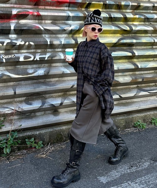Alley Tokyo(アリートーキョー)の「【セットアップで着られる!】シャギーチェックBIGシャツ(シャツ/ブラウス・レディース・ブルー/レッド・FREE)」の11枚目の写真