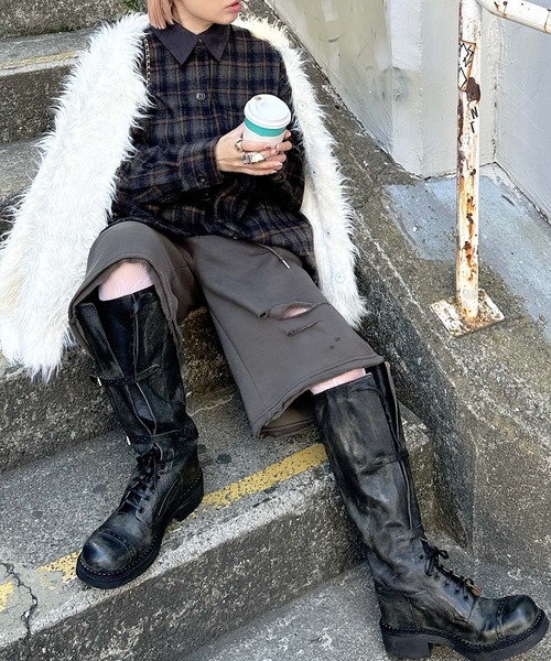 Alley Tokyo(アリートーキョー)の「【セットアップで着られる!】シャギーチェックBIGシャツ(シャツ/ブラウス・レディース・ブルー/レッド・FREE)」の19枚目の写真
