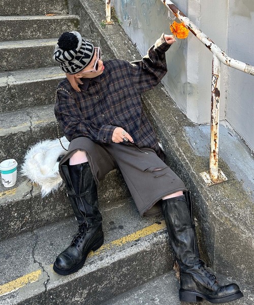 Alley Tokyo(アリートーキョー)の「【セットアップで着られる!】シャギーチェックBIGシャツ(シャツ/ブラウス・レディース・ブルー/レッド・FREE)」の20枚目の写真