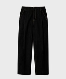 生地ワイドフィットパンツ_BLACK