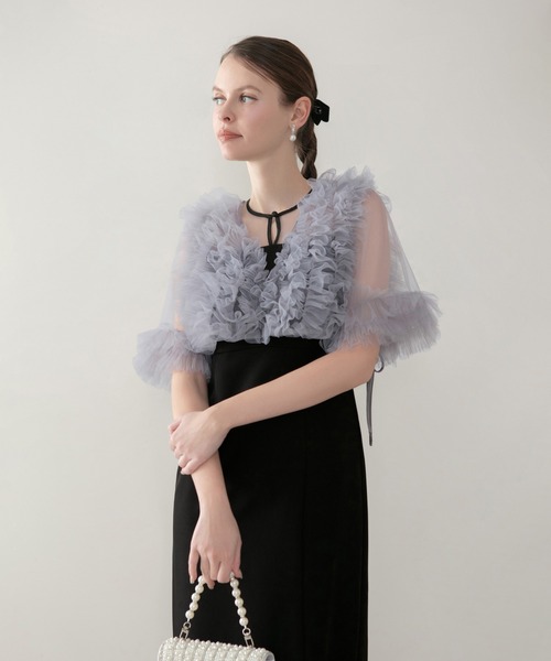 Leja（レジャ）の「【LEJA】チュールフリルビスチェIラインワンピース