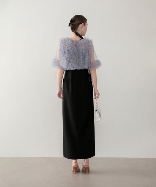 セール】【LEJA】チュールフリルビスチェIラインワンピースドレス2点