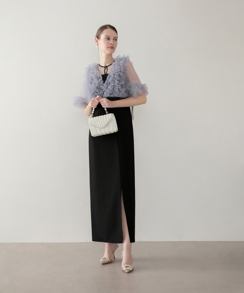 セール】【LEJA】チュールフリルビスチェIラインワンピースドレス2点