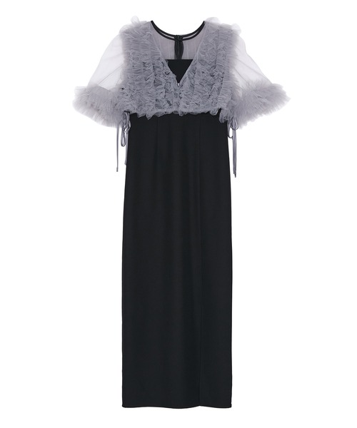 セール】【LEJA】チュールフリルビスチェIラインワンピースドレス2点