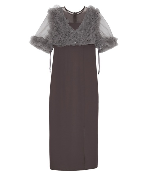 セール】【LEJA】チュールフリルビスチェIラインワンピースドレス2点