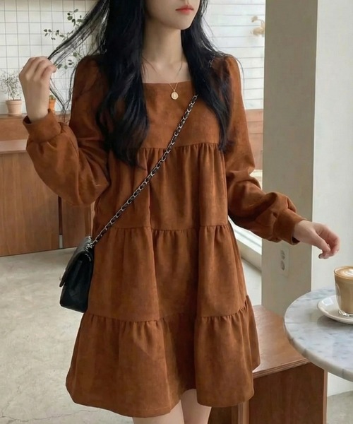 cammie(キャミー)の「ティアードミニワンピース(ワンピース・レディース・ベージュ/キャメル/ブラック・M/L)」の3枚目の写真