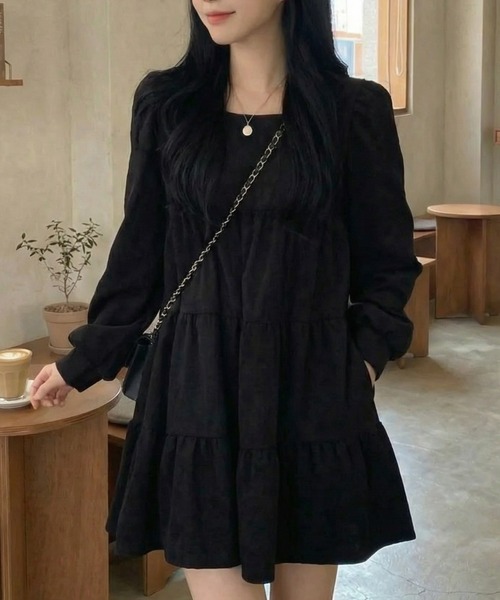 cammie(キャミー)の「ティアードミニワンピース(ワンピース・レディース・ベージュ/キャメル/ブラック・M/L)」の2枚目の写真