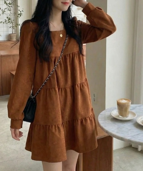 cammie(キャミー)の「ティアードミニワンピース(ワンピース・レディース・ベージュ/キャメル/ブラック・M/L)」の13枚目の写真