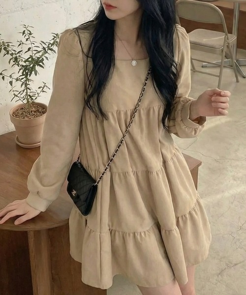 cammie(キャミー)の「ティアードミニワンピース(ワンピース・レディース・ベージュ/キャメル/ブラック・M/L)」の9枚目の写真