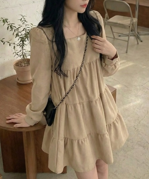 cammie(キャミー)の「ティアードミニワンピース(ワンピース・レディース・ベージュ/キャメル/ブラック・M/L)」の10枚目の写真