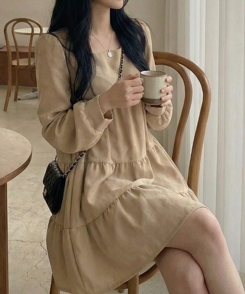 cammie(キャミー)の「ティアードミニワンピース(ワンピース・レディース・ベージュ/キャメル/ブラック・M/L)」の8枚目の写真