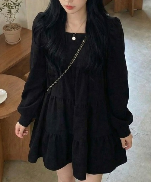 cammie(キャミー)の「ティアードミニワンピース(ワンピース・レディース・ベージュ/キャメル/ブラック・M/L)」の4枚目の写真