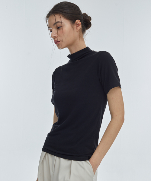 manavis7（マナビスセブン）の「ハーフポロ 半袖Tシャツ [ブラック]（Tシャツ/カットソー・レディース・ブラック・FREE）」の2枚目の写真