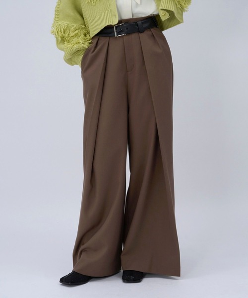 フェイクレザーキリカエデザインタックパンツ(HARE)