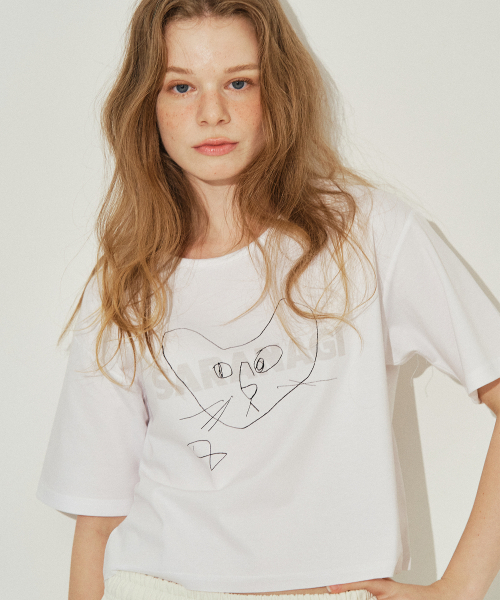 SARANAGI(サラナギ)の「SE0524-CROP T-SHIRT(white)(Tシャツ/カットソー・レディース・ホワイト・FREE)」の1枚目の写真