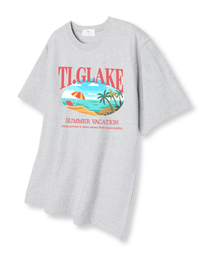 パラソルビーチ オーバーサイズ 半袖Tシャツ ライトグレー