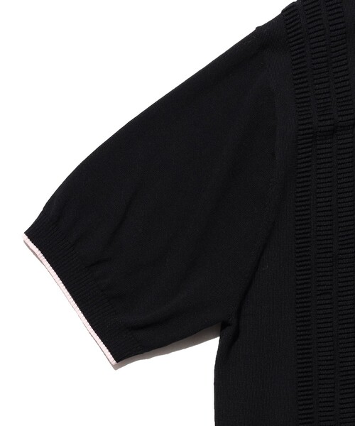 BEAMS PLUS（ビームスプラス）の「Knit Polo Raised Pattern Jacquard Line（ポロシャツ・メンズ・ブラック/ベージュ/ロイヤルブルー・SMALL/MEDIUM/X-LARGE/LARGE）」の6枚目の写真