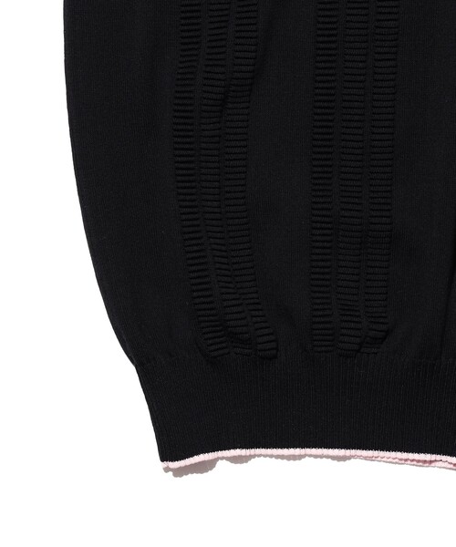 BEAMS PLUS（ビームスプラス）の「Knit Polo Raised Pattern Jacquard Line（ポロシャツ・メンズ・ブラック/ベージュ/ロイヤルブルー・SMALL/MEDIUM/X-LARGE/LARGE）」の7枚目の写真