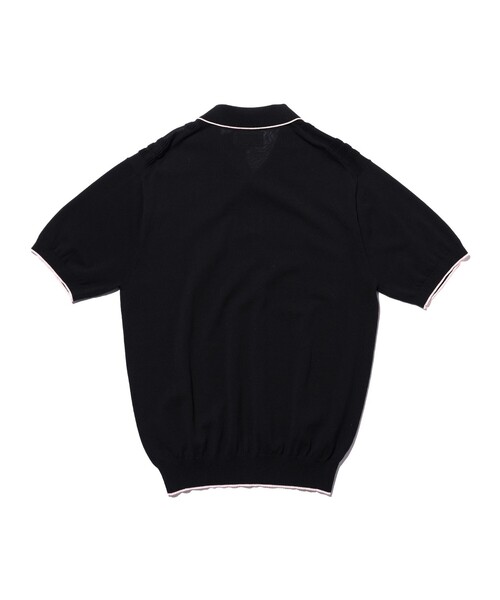 BEAMS PLUS（ビームスプラス）の「Knit Polo Raised Pattern Jacquard Line（ポロシャツ・メンズ・ブラック/ベージュ/ロイヤルブルー・SMALL/MEDIUM/X-LARGE/LARGE）」の9枚目の写真