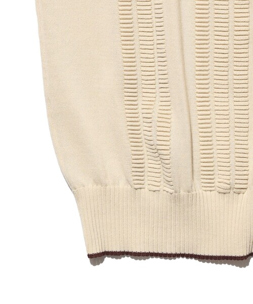 BEAMS PLUS（ビームスプラス）の「Knit Polo Raised Pattern Jacquard Line（ポロシャツ・メンズ・ブラック/ベージュ/ロイヤルブルー・SMALL/MEDIUM/X-LARGE/LARGE）」の13枚目の写真