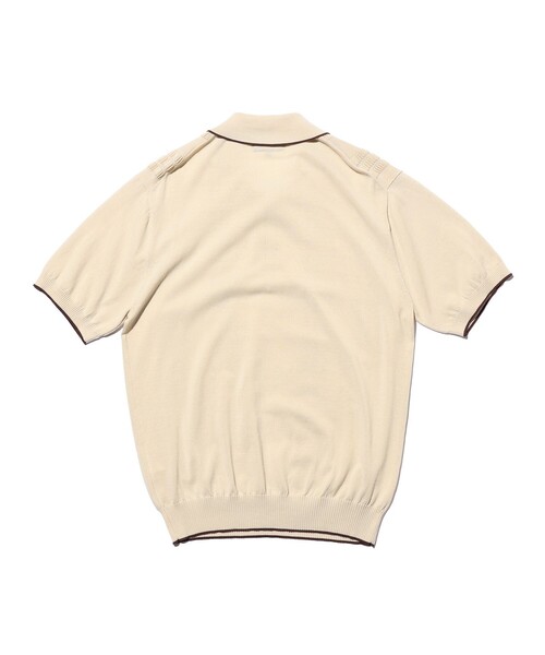 BEAMS PLUS（ビームスプラス）の「Knit Polo Raised Pattern Jacquard Line（ポロシャツ・メンズ・ブラック/ベージュ/ロイヤルブルー・SMALL/MEDIUM/X-LARGE/LARGE）」の15枚目の写真