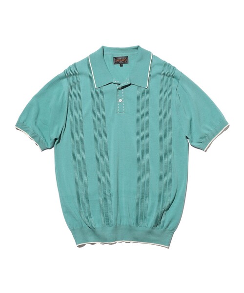 BEAMS PLUS（ビームスプラス）の「Knit Polo Raised Pattern Jacquard Line（ポロシャツ・メンズ・ブラック/ベージュ/ロイヤルブルー・SMALL/MEDIUM/X-LARGE/LARGE）」の19枚目の写真