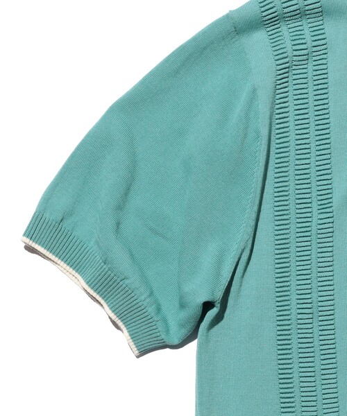 BEAMS PLUS（ビームスプラス）の「Knit Polo Raised Pattern Jacquard Line（ポロシャツ・メンズ・ブラック/ベージュ/ロイヤルブルー・SMALL/MEDIUM/X-LARGE/LARGE）」の21枚目の写真
