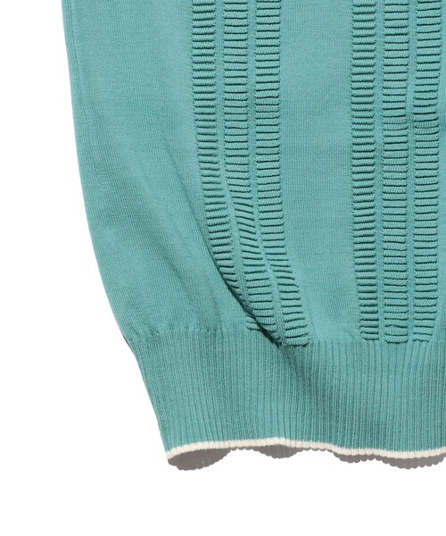 BEAMS PLUS（ビームスプラス）の「Knit Polo Raised Pattern Jacquard Line（ポロシャツ・メンズ・ブラック/ベージュ/ロイヤルブルー・SMALL/MEDIUM/X-LARGE/LARGE）」の22枚目の写真