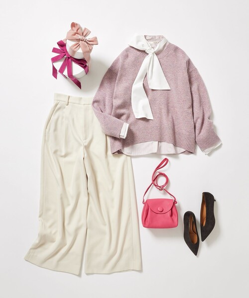 qualite(カリテ)の「シュリンクレザーミニショルダーバッグ【巾着袋付き】/ミニバッグ/レザーバッグ(ショルダーバッグ・レディース・ライム/ピンク/オフホワイト・フリー)」の10枚目の写真