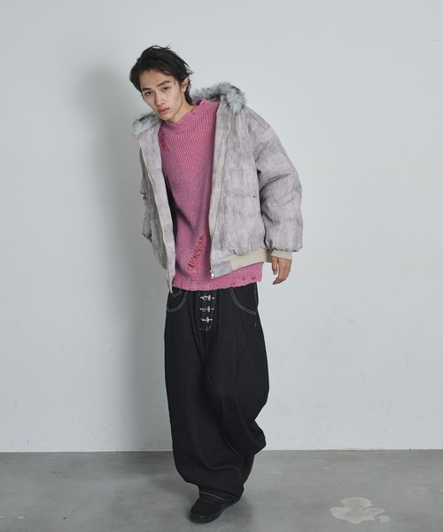 BLANK HOTEL（ブランクホテル）の「Faux Fur Hooded Short Jacket   /   ファーフーディーショートブルゾン（ブルゾン・メンズ・ブラック/ベージュ・M/L/XL）」の11枚目の写真