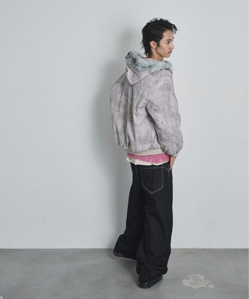 BLANK HOTEL（ブランクホテル）の「Faux Fur Hooded Short Jacket   /   ファーフーディーショートブルゾン（ブルゾン・メンズ・ブラック/ベージュ・M/L/XL）」の17枚目の写真