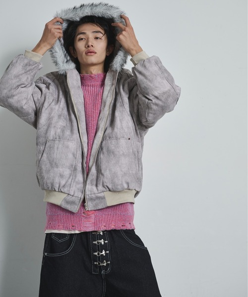 BLANK HOTEL（ブランクホテル）の「Faux Fur Hooded Short Jacket   /   ファーフーディーショートブルゾン（ブルゾン・メンズ・ブラック/ベージュ・M/L/XL）」の8枚目の写真