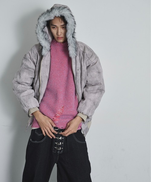 BLANK HOTEL（ブランクホテル）の「Faux Fur Hooded Short Jacket   /   ファーフーディーショートブルゾン（ブルゾン・メンズ・ブラック/ベージュ・M/L/XL）」の9枚目の写真