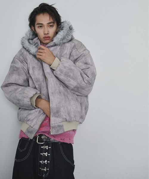 BLANK HOTEL（ブランクホテル）の「Faux Fur Hooded Short Jacket   /   ファーフーディーショートブルゾン（ブルゾン・メンズ・ブラック/ベージュ・M/L/XL）」の5枚目の写真