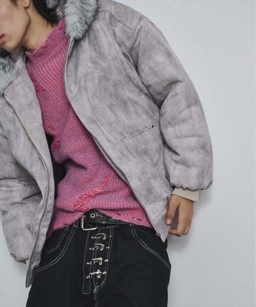 BLANK HOTEL（ブランクホテル）の「Faux Fur Hooded Short Jacket   /   ファーフーディーショートブルゾン（ブルゾン・メンズ・ブラック/ベージュ・M/L/XL）」の20枚目の写真