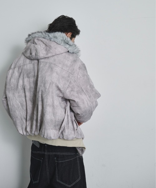 BLANK HOTEL（ブランクホテル）の「Faux Fur Hooded Short Jacket   /   ファーフーディーショートブルゾン（ブルゾン・メンズ・ブラック/ベージュ・M/L/XL）」の10枚目の写真