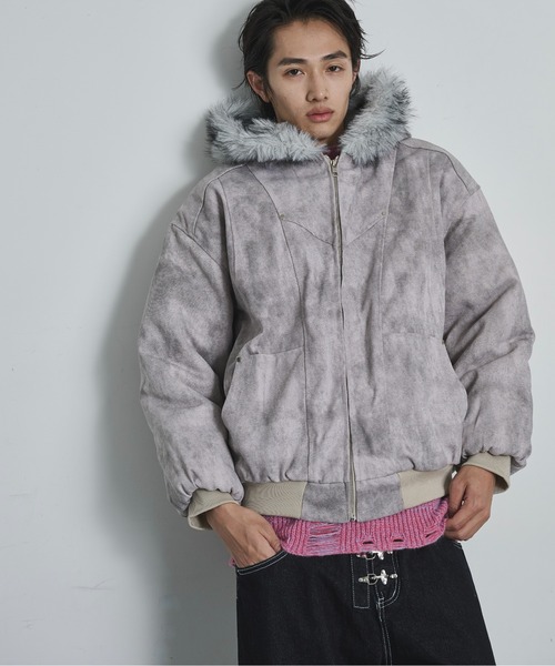 BLANK HOTEL（ブランクホテル）の「Faux Fur Hooded Short Jacket   /   ファーフーディーショートブルゾン（ブルゾン・メンズ・ブラック/ベージュ・M/L/XL）」の6枚目の写真