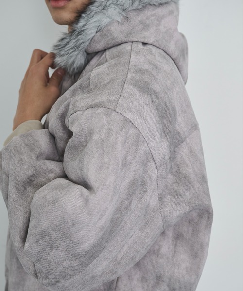 BLANK HOTEL（ブランクホテル）の「Faux Fur Hooded Short Jacket   /   ファーフーディーショートブルゾン（ブルゾン・メンズ・ブラック/ベージュ・M/L/XL）」の21枚目の写真