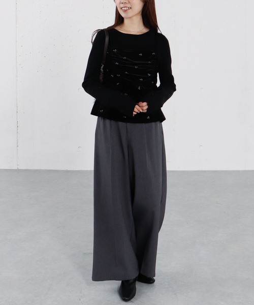 archives（アルシーヴ）の「花柄刺繍ベロアビスチェ×リブニットプルオーバーＳＥＴ（ニット/セーター・レディース・グレー/アイボリー/ブラック/ブラウン・MEDIUM）」の20枚目の写真